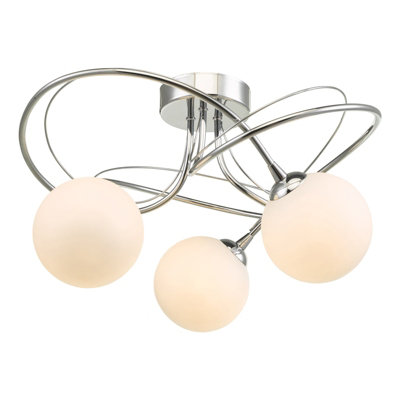 Violet 3-Light Polished Chrome Semi-Flush Ceiling Light