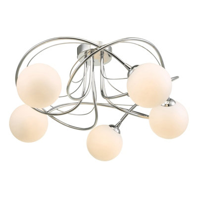 Violet 5-Light Polished Chrome Semi-Flush Ceiling Light