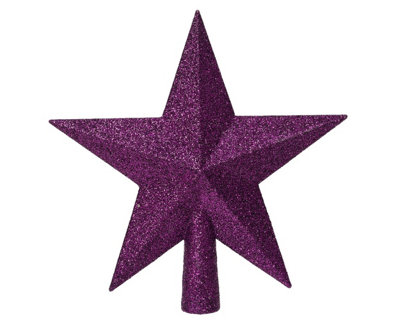 Violet Christmas Tree Star Topper Glitter Plastic Tree Decoration 20cm