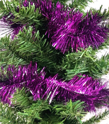 Violet Purple Christmas Tinsel Garland 2.7M Shiny Christmas Tree Tinsel