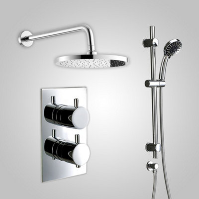 Violet Thermostatic 2 Dial 2 Way Round Set Shower Head & Slider Rail