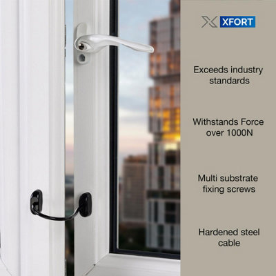 Viper Fixed Cable Window Restrictor in Black