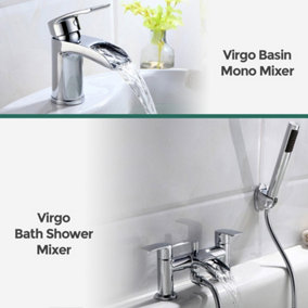 VIRGO WATERFALL BATHROOM TAP BASIN MONO MIXER BATH SHOWER MIXER SET SOLID BRASS