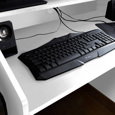 Virtuoso Gaming Computer Desk with Multi Storage in white DIY at B Q