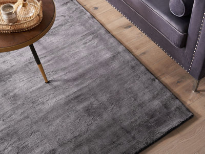 Viscose Area Rug 140 x 200 cm Dark Grey GESI II