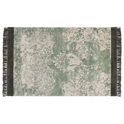 Viscose Area Rug 140 x 200 cm Green and Beige AKARSU