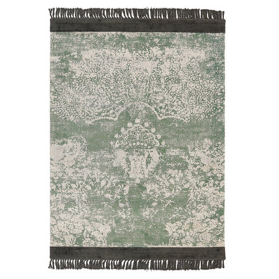 Viscose Area Rug 140 x 200 cm Green and Beige AKARSU
