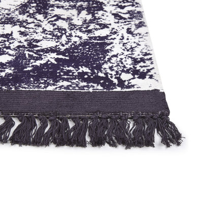 Viscose Area Rug 140 x 200 cm Violet and White AKARSU