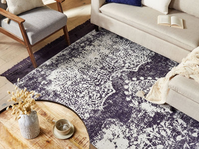 Viscose Area Rug 160 x 230 cm Violet and White AKARSU
