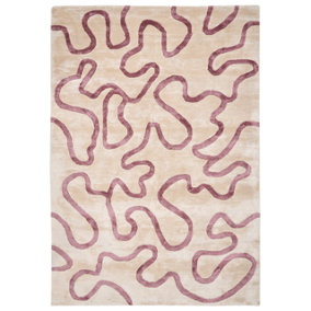 Viscose Area Rug Abstract Pattern 160 x 230 cm Beige and Pink KAPPAR
