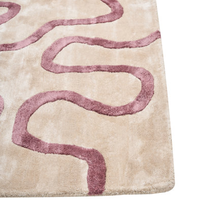 Viscose Area Rug Abstract Pattern 160 x 230 cm Beige and Pink KAPPAR - 6