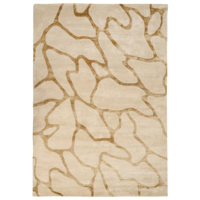 Viscose Area Rug Geometric Pattern 160 x 230 cm Beige MAKOLA