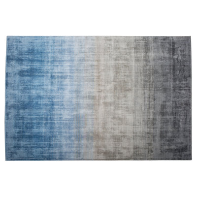 Viscose Rug 140 x 200 cm Grey and Blue ERCIS