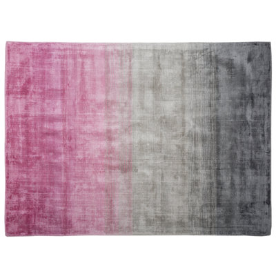 Viscose Rug 160 x 230 cm Grey and Pink ERCIS