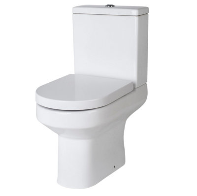 Vision Ceramic Bundle Semi Flush to Wall Toilet Pan & Cistern, Soft Close Seat, 500mm 1 Tap Hole Basin & Semi Pedestal - Balterley