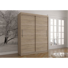 Vista 04 - Timeless Oak Sonoma Sliding Door Wardrobe - Compact Bedroom Furniture  - (H)2000mm x (W)1500mm x (D)610mm