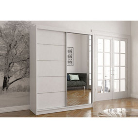 Vista 05 - Versatile White Mirrored Sliding Door Wardrobe with Ample Storage Space (H)2000mm x (W)1500mm x (D)610mm