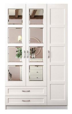 VISTA 3 Door 2 Drawer Mirrored White Wardrobe