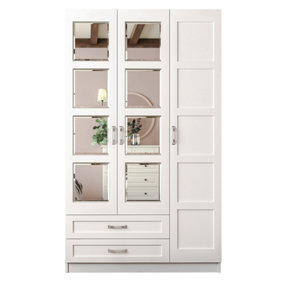 VISTA 3 Door 2 Drawer Mirrored White Wardrobe