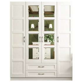 VISTA 4 Door 2 Drawer Mirrored White Wardrobe