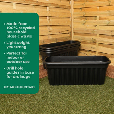 Vista 80cm Rectangular Trough Pack 2 Slate/Black