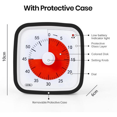 Visual Countdown Timer with Protective Case for Work, Study and Cooking