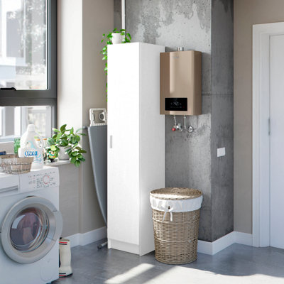 VITA 1 Door Utility Storage Cupboard Unit - White (H) 180cm (W) 37cm (D) 37cm