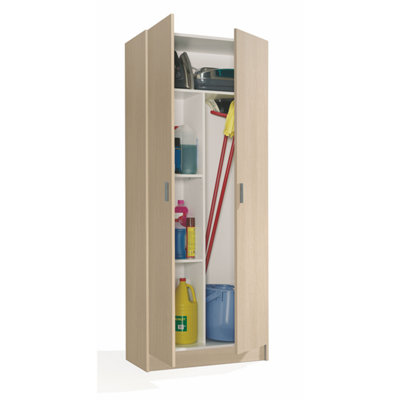 VITA 2 Door Utility Broom Cupboard Oak H 180cm W 73cm D 37cm
