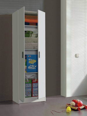 VITA 2 Door Utility Storage 4 Shelf Cupboard in Matt White