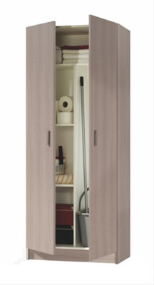 VITA 2 Door Utility Storage Broom Cupboard in Light Oak