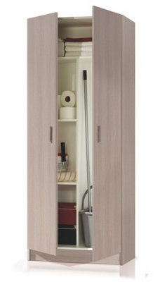 VITA 2 Door Utility Storage Broom Cupboard in Light Oak