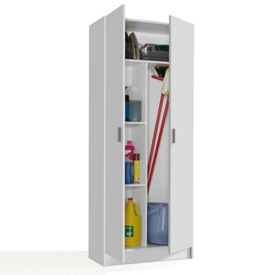 VITA 2 Door Utility Storage Broom Cupboard in Matt White