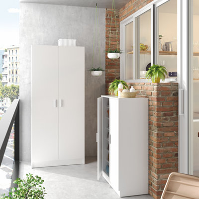 VITA 2 Door Utility Storage Broom Cupboard Unit - Matt White (H) 180cm (W)73cm (D)37cm