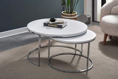 Coffee table white and silver discount