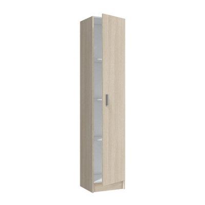 VITA Oak Utility Storage Cupboard - 1 Door Cabinet with 3 Shelves ...