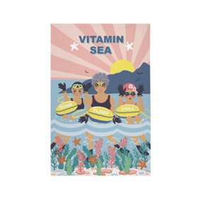 Vitamin Sea Graphic Print 100% Cotton Tea Towel