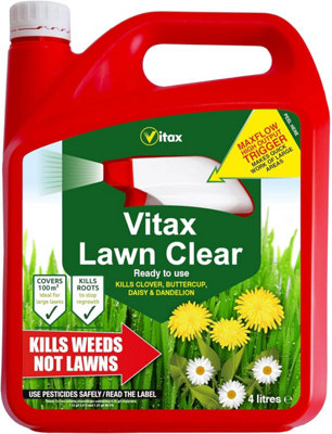 Vitax Lawn Clear Weed Killer Fast Acting Powerful Weedkiller Trigger Spray 4Ltr