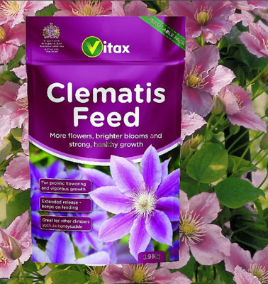 Vitax Organic Clematis Feed All Purpose Fertiliser Rich In Potassium 900g Pouch