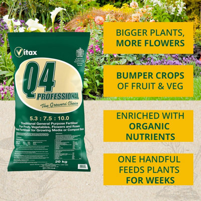 Vitax Q4 Fertiliser 20kg Professional Grade All Purpose Feed for