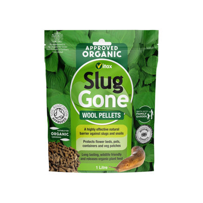 Vitax Slug Gone Wool Pellets, Natural Organic Barrier To Protect Borders Pots & Containers From Slugs And Snails Long Lasting  1L