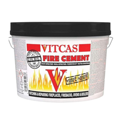 VITCAS 1 kg zwart vuurvast cement - Uitstekende hechting - verandert in een steen - Patch - Reparatie - Haarden - Kachels - Ketels - Eenvoudig te gebruiken - Luchtdichte afdichting - Reparatietijd