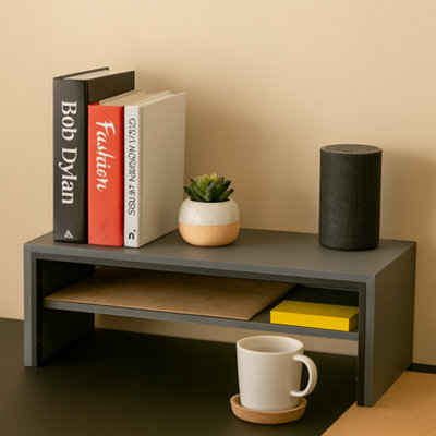 Vitinni Two Tier Shelf Riser Desk Stand - Charcoal Grey Monitor Riser