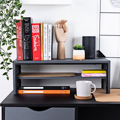 Vitinni Two Tier Shelf Riser Desk Stand - Charcoal Grey Monitor Riser
