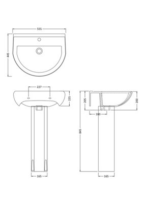 Vito Bathroom Round Ceramic Bundle with Toilet Pan, Cistern, Seat, 550mm 1 Tap Hole Basin and Full Pedestal - Balterley