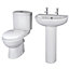 Vito Bathroom Round Ceramic Bundle with Toilet Pan, Cistern, Seat, 550mm 2 Tap Hole Basin and Full Pedestal - Balterley