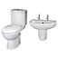 Vito Bathroom Round Ceramic Bundle with Toilet Pan, Cistern, Seat, 550mm 2 Tap Hole Basin and Semi Pedestal - Balterley