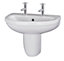 Vito Bathroom Round Ceramic Bundle with Toilet Pan, Cistern, Seat, 550mm 2 Tap Hole Basin and Semi Pedestal - Balterley