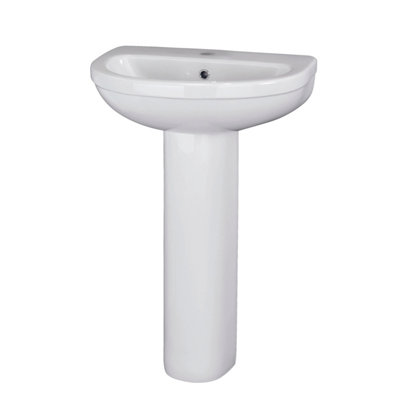 Vito Round 1 Tap Hole Basin & Full Pedestal - 550mm - Balterley
