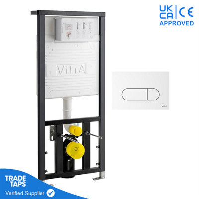 VitrA 1.12cm Cistern Frame with Loop Round Flush Plate - Glossy White