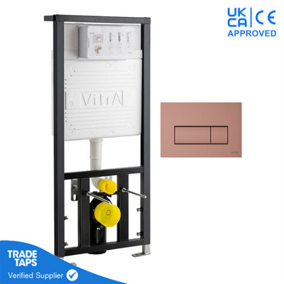 VitrA 1.12cm Cistern Frame with Loop Square Flush Plate - Soft Copper